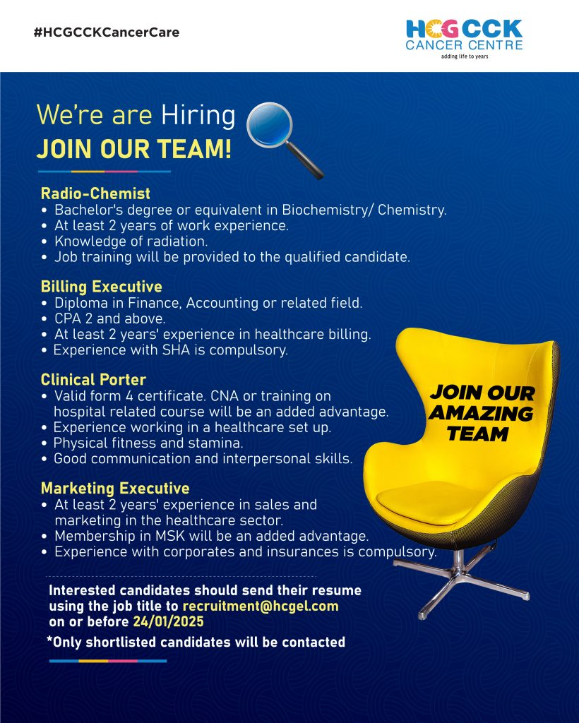 JOB ADVERTS HCG CCK Cancer Centre