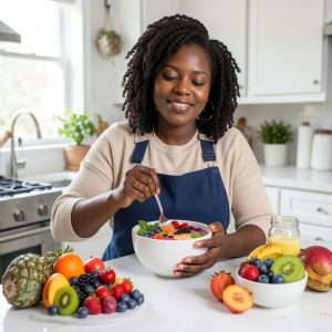 Picture of female eating healthy meal